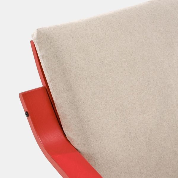 IKEA Кресло с низкой спинкой, красный/Каторп натуральный/бежевый PO&Auml;NG, 895.516.11 89551611 фото