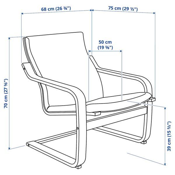 IKEA Кресло с низкой спинкой, красный/Каторп натуральный/бежевый PO&Auml;NG, 895.516.11 89551611 фото