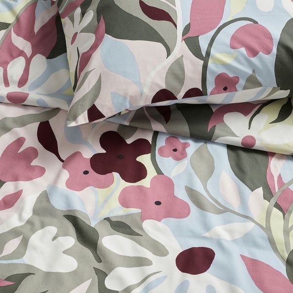 IKEA Пододеяльник и 2 наволочки, разноцветный/цветочный узор KORSKOVALL, 005.753.09 00575309 фото