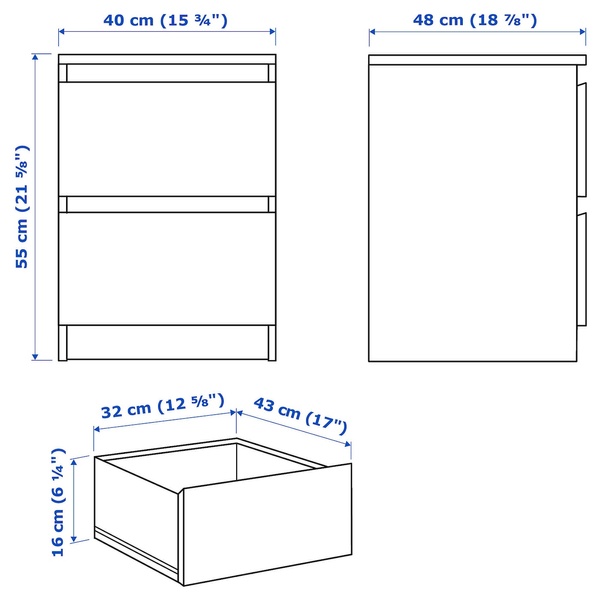 IKEA MALM (ІKEA МАЛЬМ), Набір меблів для спальні, 3 предмети, білий, 494.834.12 49483412 фото