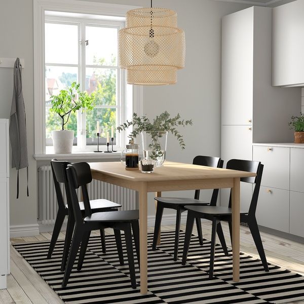 IKEA Стіл та 4 стільці, світлий бук/чорний SKANSN&Auml;S / LISABO, 095.615.67 09561567 фото