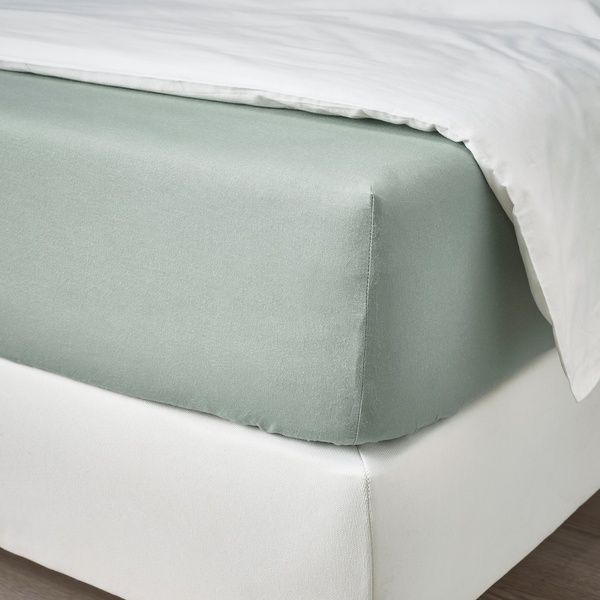 IKEA Простирадло на підшивці, сіро-зелене DVALA, 505.496.43 50549643 фото