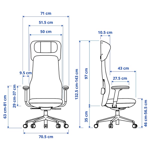 IKEA Крісло офісне з відкидом/підголовником, Letafors сірий/чорний GRÖNFJÄLL, 295.139.19 29513919 фото