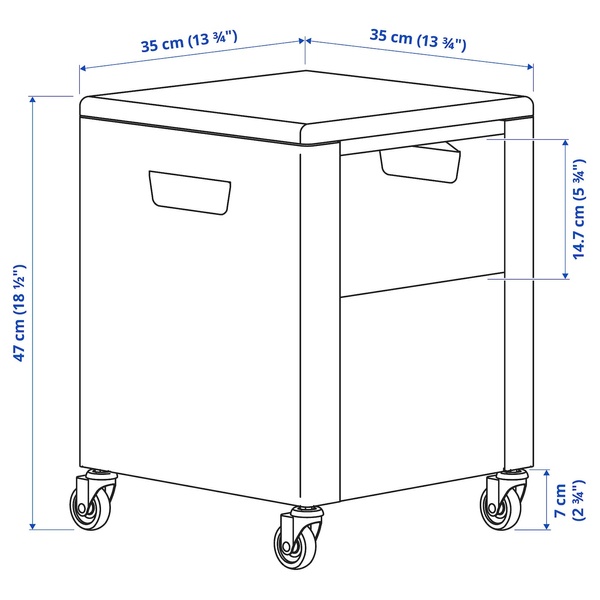 IKEA TROTTEN (ІKEA ТРОТТЕН), Шафа на коліщатках, біла, 35x47 см, 004.747.63 00474763 фото