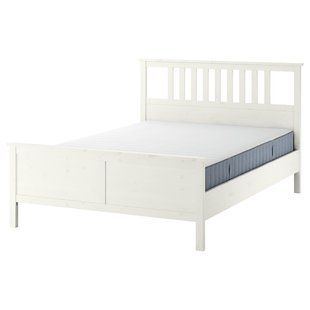 IKEA Каркас кровати с матрасом, белая морилка/Валевог средней жесткости HEMNES, 295.419.98 29541998 фото