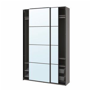 IKEA Шкаф-купе, темно-серый/зеркало PAX / AULI, 395.613.25 39561325 фото