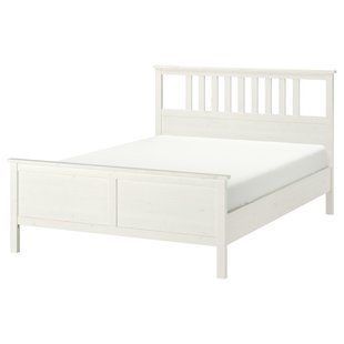 IKEA Каркас кровати, белая морилка/Лёнсет HEMNES, 190.190.47 19019047 фото