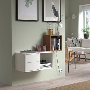 IKEA Комбинация навесного шкафа, белый/орех EKET, 094.903.20 09490320 фото