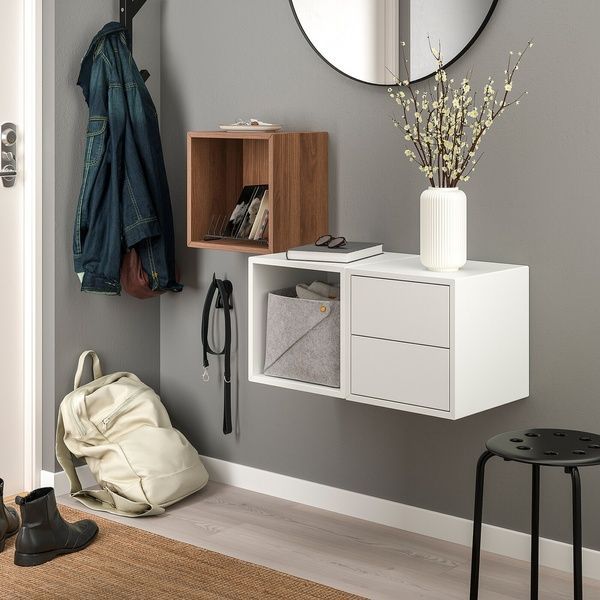 IKEA Комбінація навісної шафи, білий/горіх EKET, 094.903.20 09490320 фото