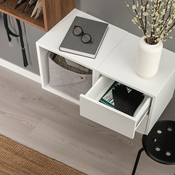 IKEA Комбінація навісної шафи, білий/горіх EKET, 094.903.20 09490320 фото