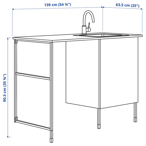 IKEA ENHET (ИКЕА ЭНХЕТ), Комбинация для хранения белья, антрацитовый/серый каркас, 139 x 63,5 x 87,5 см, 994.774.42 99477442 фото