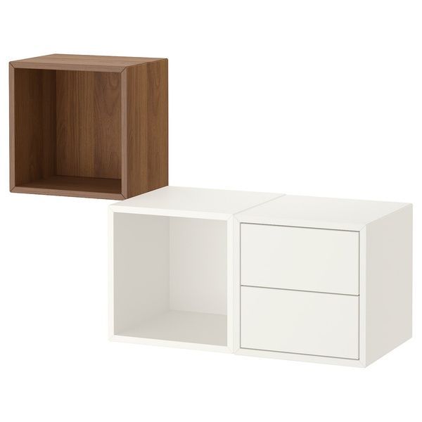 IKEA Комбінація навісної шафи, білий/горіх EKET, 094.903.20 09490320 фото