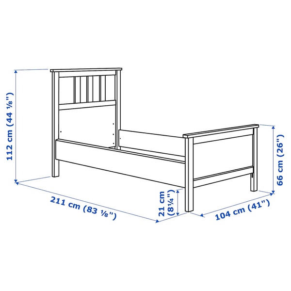 IKEA HEMNES (ІKEA ХЕМНЭС), Каркас ліжка, біла морилка/Лонсет, 90x200 см, 890.195.72 89019572 фото