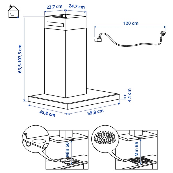 IKEA MATALSKARE (ИКЕА МАТАЛСКАРЭ), Вытяжка настенная, черная, 60 см, 103.889.77 10388977 фото