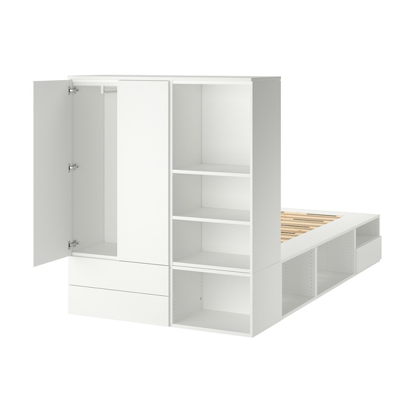 IKEA PLATSA (ИКЕА ПЛАТСА), Каркас кровати 2 двери+3 ящика, белый/Фонн, 142x244x163 см, 393.365.63 39336563 фото