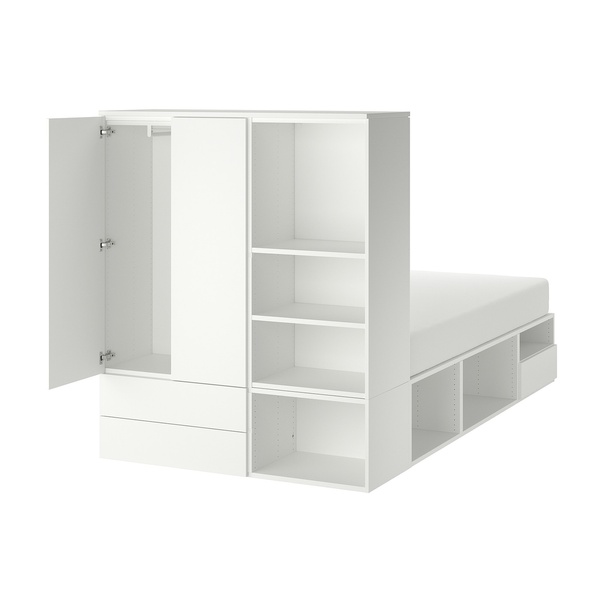 IKEA PLATSA (ИКЕА ПЛАТСА), Каркас кровати 2 двери+3 ящика, белый/Фонн, 142x244x163 см, 393.365.63 39336563 фото