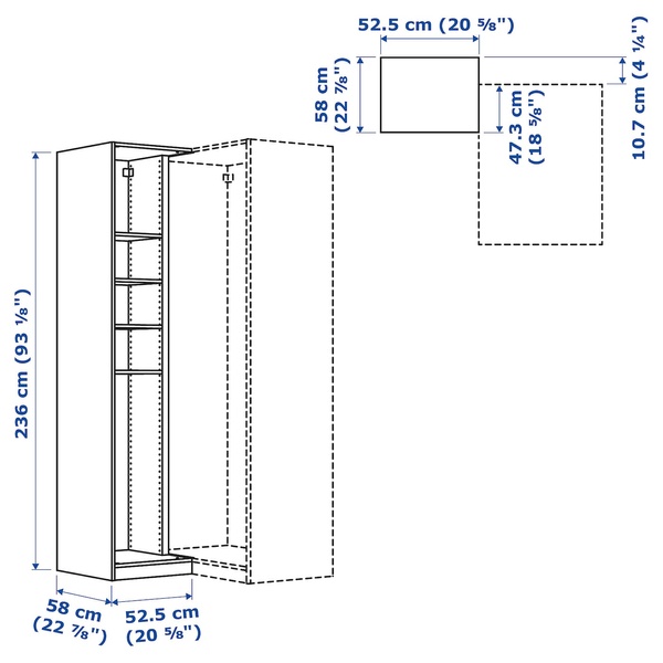 IKEA Кутова надбудова на 4 полиці темно-сіра PAX, 205.151.21 20515121 фото