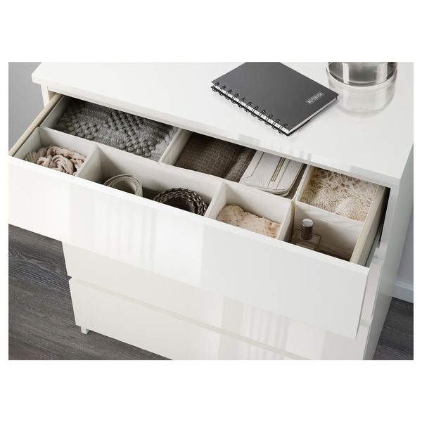 IKEA Комод, 3 шухляди, білий глянець MALM, 704.240.53 70424053 фото