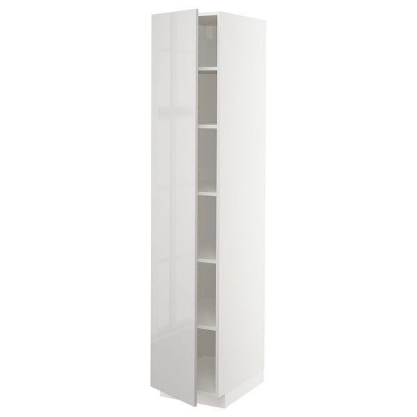 IKEA Высокий шкаф/полки, белый/Рингхульт светло-серый METOD, 094.591.74 09459174 фото