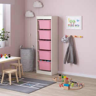 IKEA TROFAST (ІKEA ТРУФАСТ), Стелаж з ємностями, білий, рожевий, 46x30x145 см, 593.358.93 59335893 фото