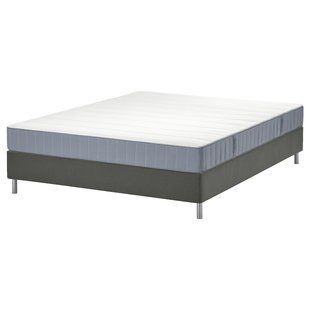 IKEA Ліжко Continental, Vester&ouml;y середньої жорсткості/світло-блакитний темно-сірий LYNG&Ouml;R, 895.531.01 89553101 фото