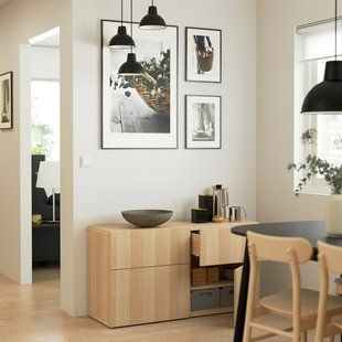 IKEA BESTA (ИКЕА БЕСТО), Комбинация для хранения с дверцами/ящиками, под беленый дуб/под беленый дуб Лаппвикен, 120x42x65 см, 694.126.40 69412640 фото