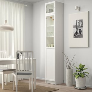 IKEA BILLY (ІKEA БИЛЛИ), Книжкова шафа, верх/стільниця, скло, білий, скло, 40x42x237 см, 893.988.60 89398860 фото