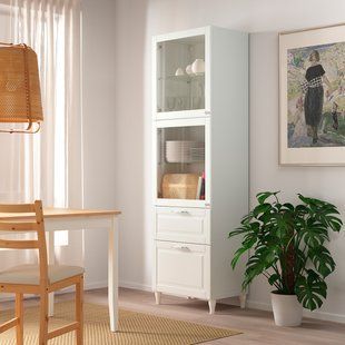 IKEA BESTA (ИКЕА БЕСТО), Книжный шкаф/стеклянные двери, белый Смевикен/Оствик/Каббарп белое прозрачное стекло, 60x42x202 см, 694.125.55 69412555 фото