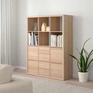 IKEA Стеллаж с 6 вставками, дуб беленый KALLAX, 592.782.65 59278265 фото