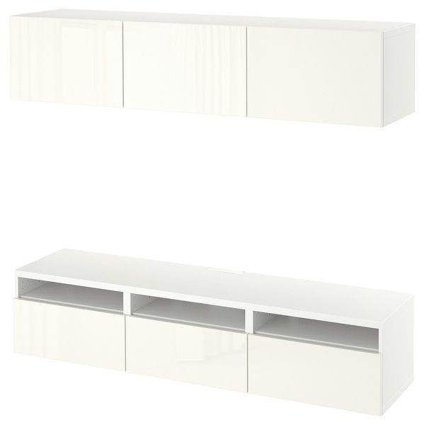 IKEA Тумба под ТВ, белый Сельсвикен/глянцевый/белый BEST&Aring;, 294.767.71 29476771 фото