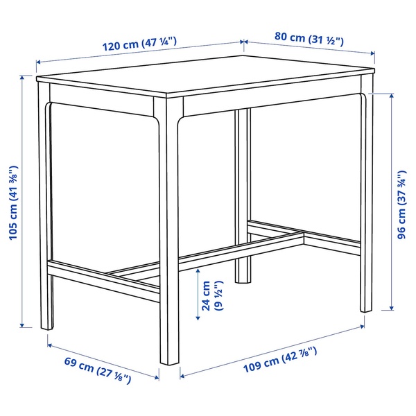 IKEA Барный стол EKEDALEN (ИКЕА ЭКЕДАЛЕН), Барный стол, темно-коричневый, 120x80x105 см, 904.005.17 90400517 фото