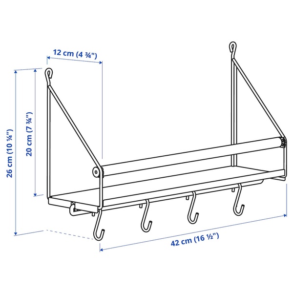 IKEA AKERBRUK (ІKEA АКЕРБРУК), Настінний органайзер з гачками, 42x12x26 см, 805.540.77 80554077 фото