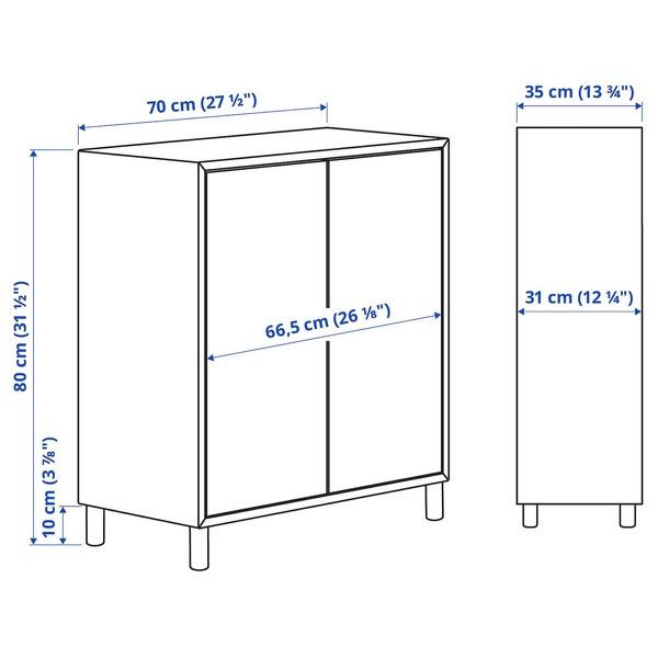 IKEA EKET (ІKEA ЭКЕТ), Комбінація шаф на ніжках, біла/дерево, 70x35x80 см, 793.880.03 79388003 фото