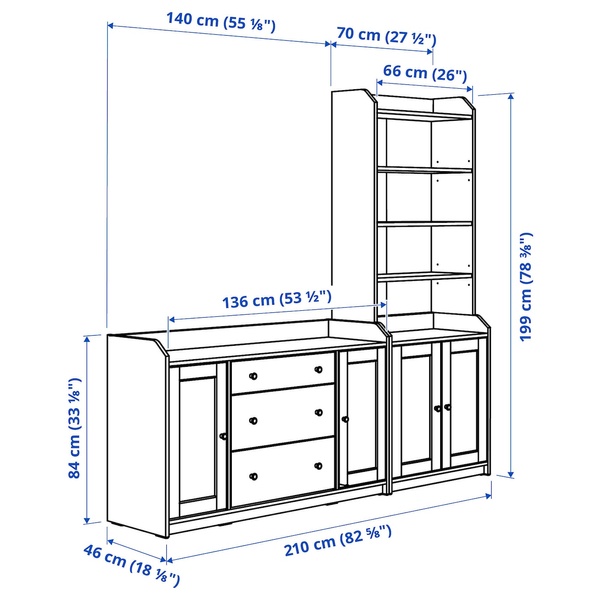 IKEA HAUGA (ІKEA HAUGA), Книжкова шафа, білий, 210x46x199 см, 693.886.40 69388640 фото