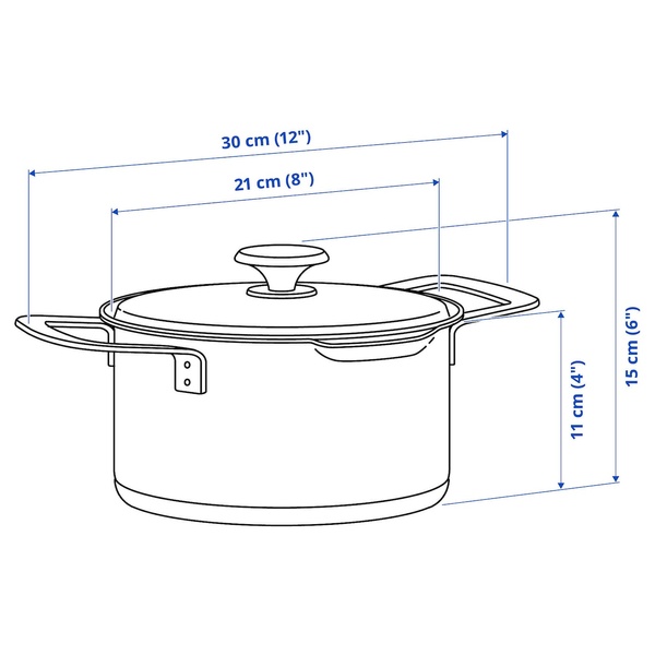 IKEA HEMKOMST (ІKEA ХЕМКОМСТ), Каструля з кришкою, нержавіюча сталь/скло, 3 л., 405.131.40 40513140 фото