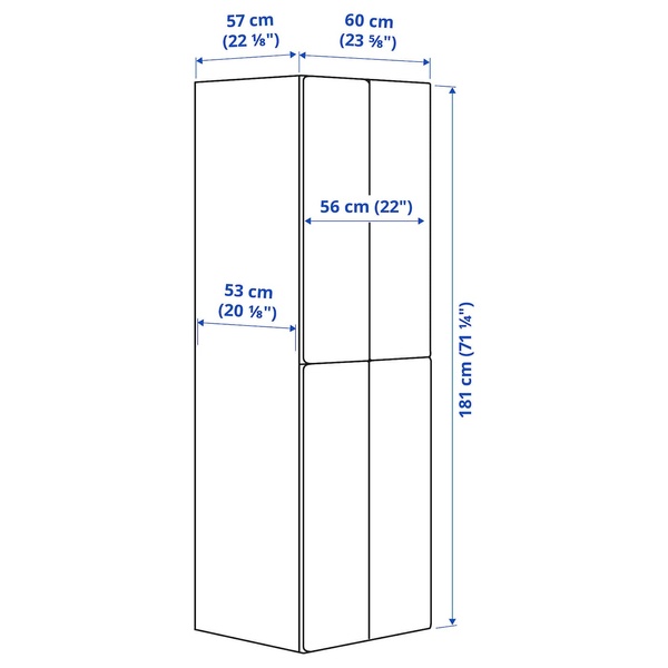 IKEA Шафа, білий бузок/з 2 штангами для одягу SMÅSTAD / PLATSA, 295.465.33 29546533 фото