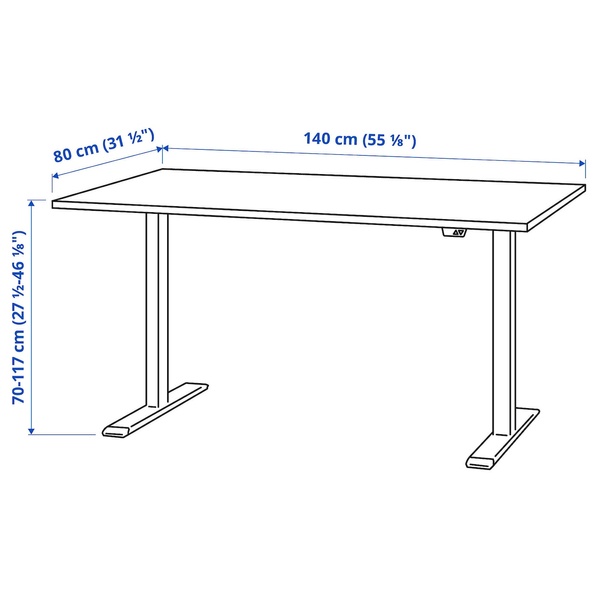 IKEA RODULF (ИКЕА РОДОЛЬФ), Стол регулируемый по высоте, белый, 140x80 см., 595.303.28 59530328 фото