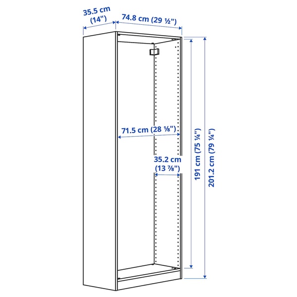 IKEA PAX (ИКЕА ПАКС), Каркас гардероба, темно-серый, 75x35x201 см, 405.092.37 40509237 фото