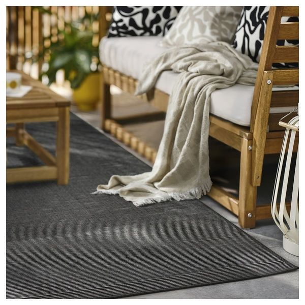 IKEA Килим плоский, внутрішній/вуличний, чорний/смугастий LUFTFARTYG, 505.972.57 50597257 фото