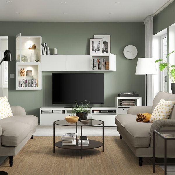 IKEA Комбинация ТВ/стеклянная дверца, белый/Лаппвикен белое прозрачное стекло BEST&Aring;, 994.068.31 99406831 фото