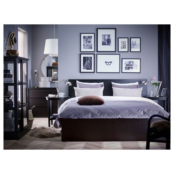 IKEA Каркас кровати, высокий, черно-коричневый/Лейрсунд MALM, 790.198.41 79019841 фото