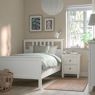 IKEA HEMNES (ІKEA ХЕМНЭС), Каркас ліжка, біла морилка/Лурой, 120х200 см, 290.095.47 29009547 фото