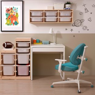 IKEA MICKE / GUNRIK (ИКЕА МИК/ГАНРИК), Рабочий стол и стул, белый/бирюзовый, 995.066.04 99506604 фото