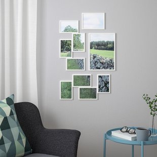 IKEA Рамка YLLEVAD (ИКЕА ЮЛЛЕВАД), Рамка на 4 фотографии, белый, 21x41 см, 304.252.76 30425276 фото