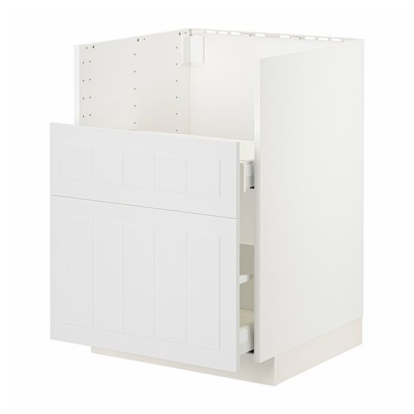 IKEA METOD / MAXIMERA (ИКЕА МЕТОДЫ/MAXIMERA), Кухонная мойка BREDSJ&Ouml;N/2fr/2ch, белый/Stensund white, 60x60 см, 794.095.19 79409519 фото