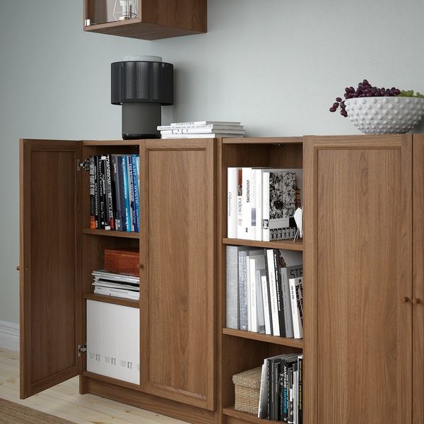 IKEA Комбінація з дверима, коричневий горіх/скло прозоре BILLY / EKET, 695.060.78 69506078 фото