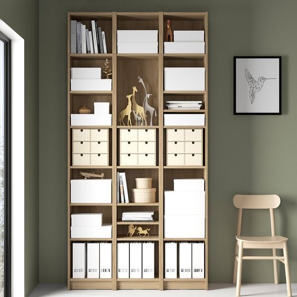 IKEA Комбинация стеллажей с надставками, имитация. дуб BILLY, 894.833.92 89483392 фото
