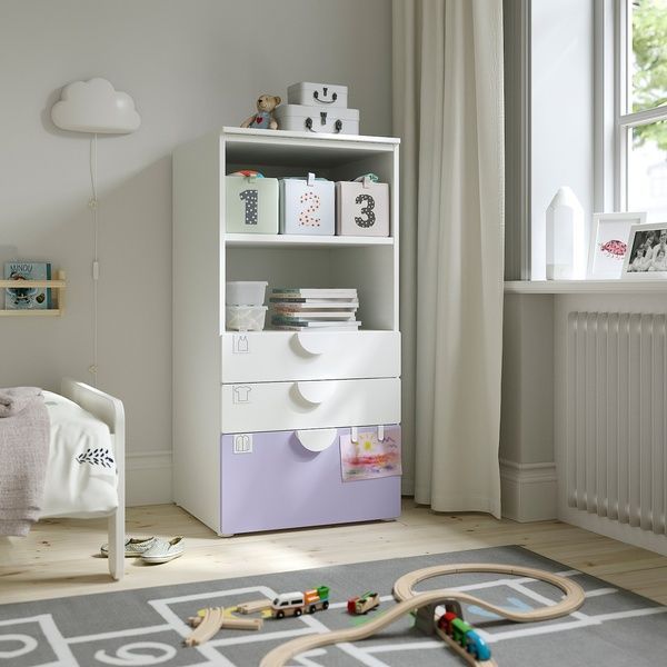 IKEA Книжкова шафа, білий бузок/з 3 ящиками SM&Aring;STAD / PLATSA, 095.446.72 09544672 фото
