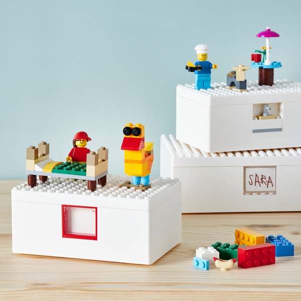 IKEA BYGGLEK (ІKEA BYGGLEK), Коробка LEGO® з кришкою, 3 шт., Білий, 703.721.86 70372186 фото