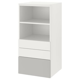 IKEA SMASTAD / PLATSA (ИКЕА СМАСТАД/ПЛАЦА), Книжный шкаф, бело-серый/с 3 ящиками, 60x57x123 см, 093.878.13 09387813 фото